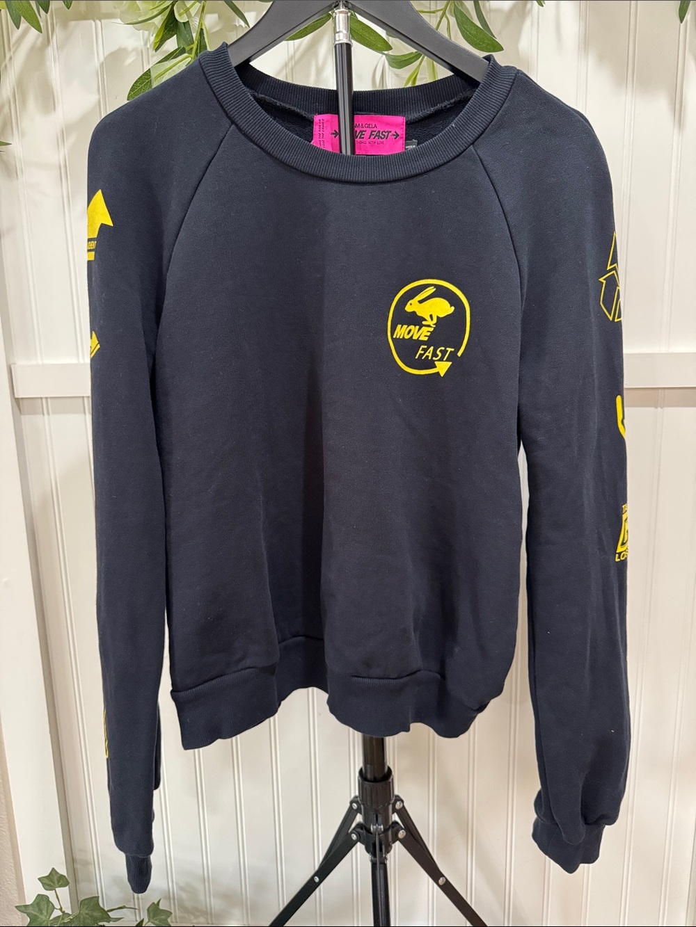 #729 PAM & GELA Black Move Fast Sweatshirt with Yellow Details